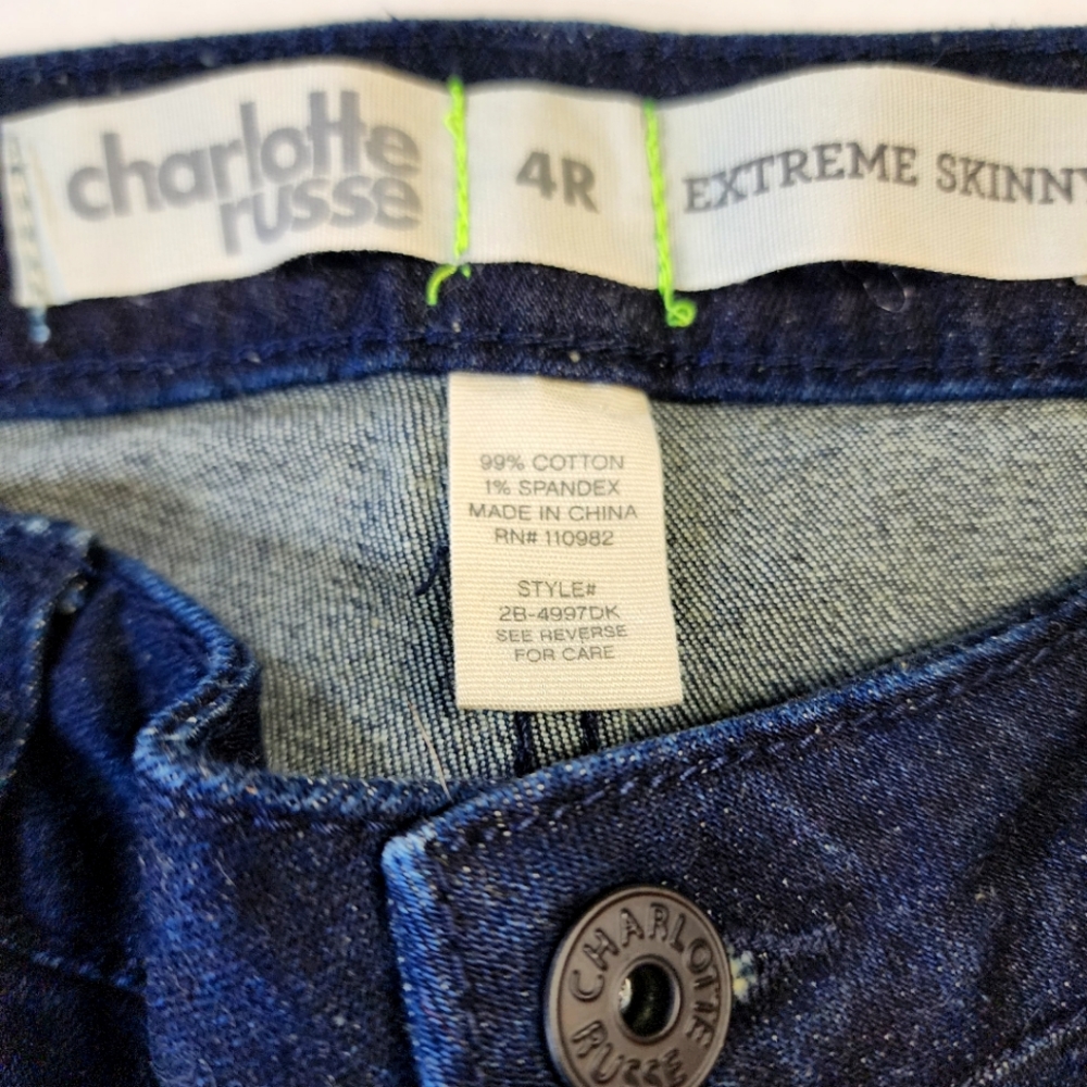 Charlotte Russe Extreme Skinny Mid Rise Jeans Sz 4R NWT - Picture 7 of 7